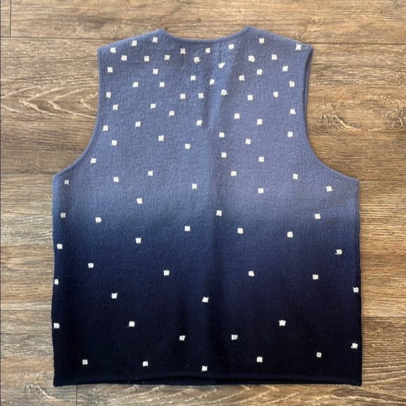 Marisa Christina Women's Size Medium 100% Wool Blue Vintage Holiday Vest - Picture 11 of 11
